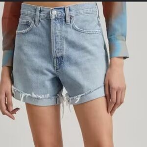 Agolde Parker Destroyed Long Denim Shorts With Cuff 24 Jean shorts